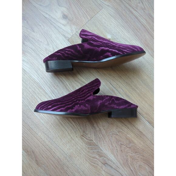 Robert Clergerie Alice Mules Goth Velvet Violet Slip On Shoes Flats - Picture 10 of 16